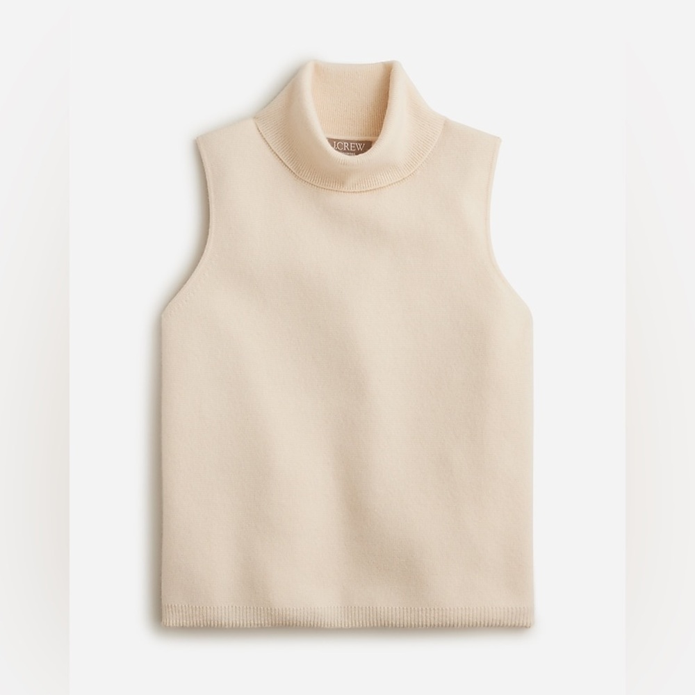 J. Crew Cream Sleeveless Turtleneck Sweater